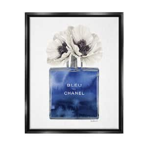 Fashion Designer Perfume Flower Blue Watercolor by Amanda Greenwood Floater Frame Nature Wall Art Print 25 in. x 31 in.