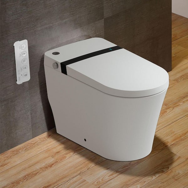 INSTER Smart 1-piece 1.0 GPF Single Flush Elongated Toilet in. White Seat Included with Remote Panel