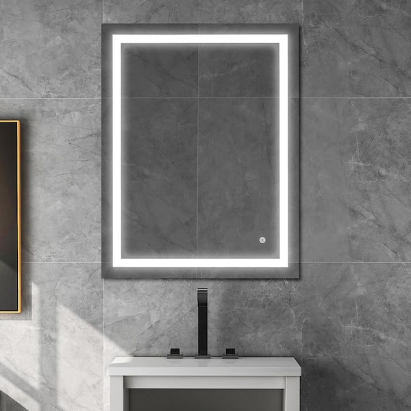 36 in. W x 28 in. H Rectangular Frameless Anti-Fog Lighted Wall Bathroom Vanity Mirror in Natural