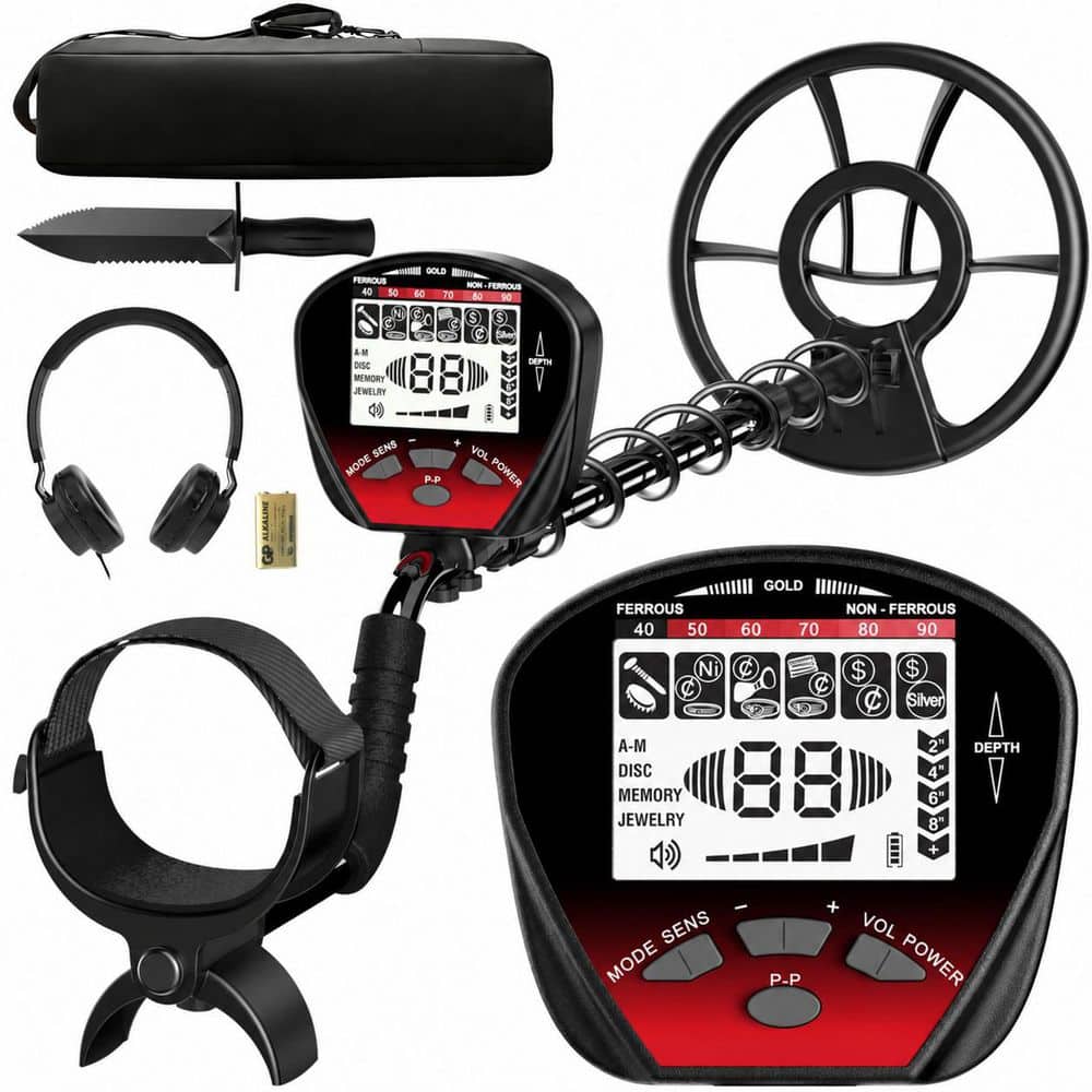 "42.7–53.5 in Waterproof Metal Detector for Adults with Larger LCD Display, 10"" IP68 Coil, Black & Red" price history on PriceWatchPro