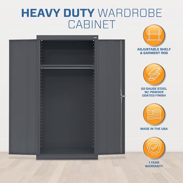 Steel Freestanding Garage Cabinet in Charcoal (36 in. W x 72 in. H x 24 in. D)