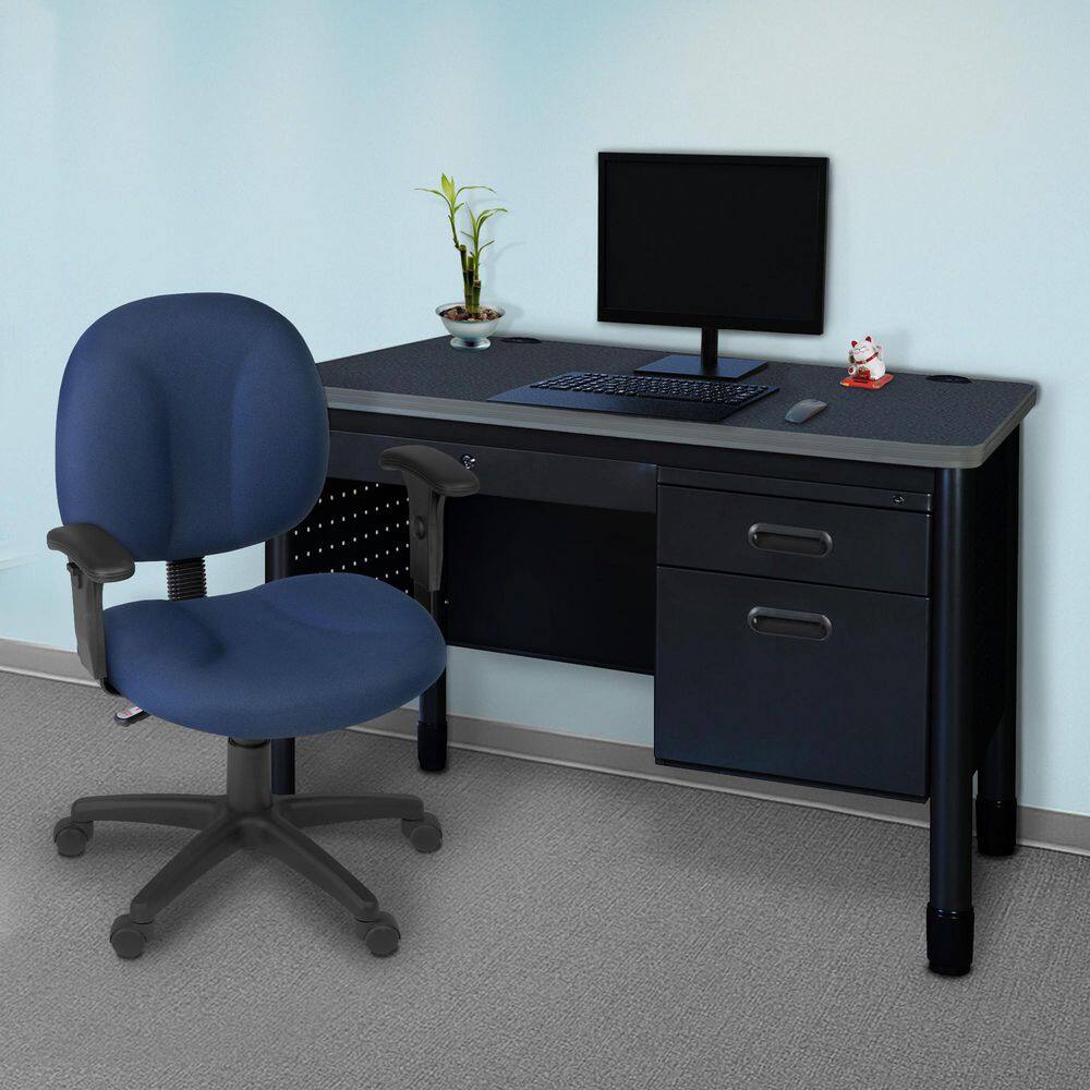 Mesa 48 in. Grey Top Steel Single Pedestal Teacher's Office Desk with Center Drawer, Black Base price history on PriceWatchPro