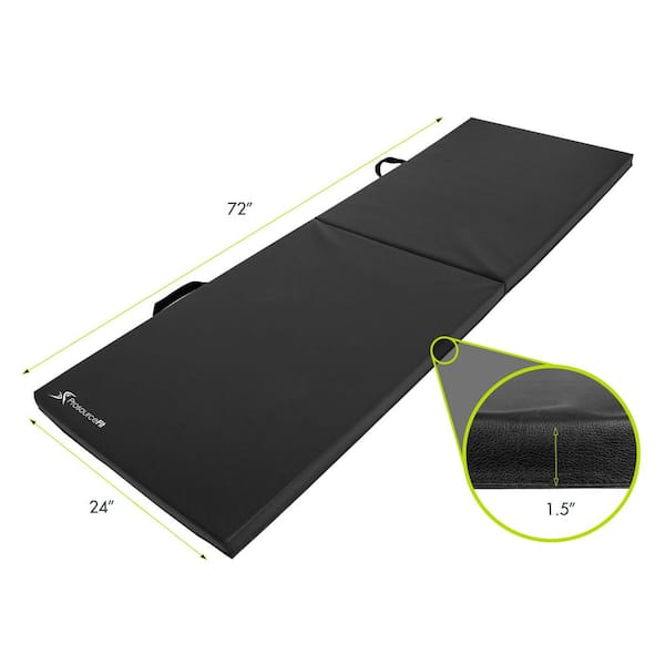 SPRI Bi-Folding Exercise Mats for Home Workout - 2-Inch Thick Standard,  black