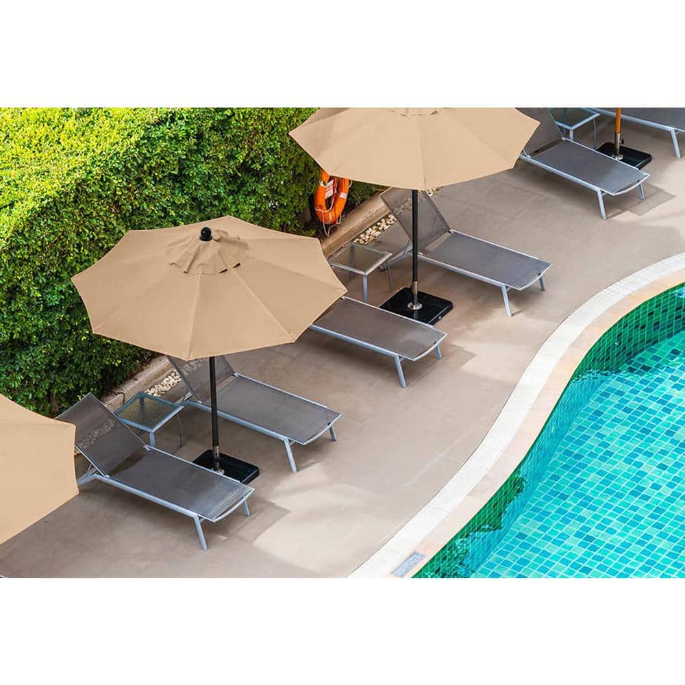Beige 9 ft Round Cantilever Patio Umbrella with Aluminum Pole