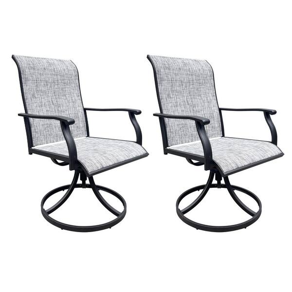 Unbranded Modern Gray Swivel Outdoor Dining Chair Patio Chairs Lawn Chairs for Patio Backyard Deck (Set of 2)