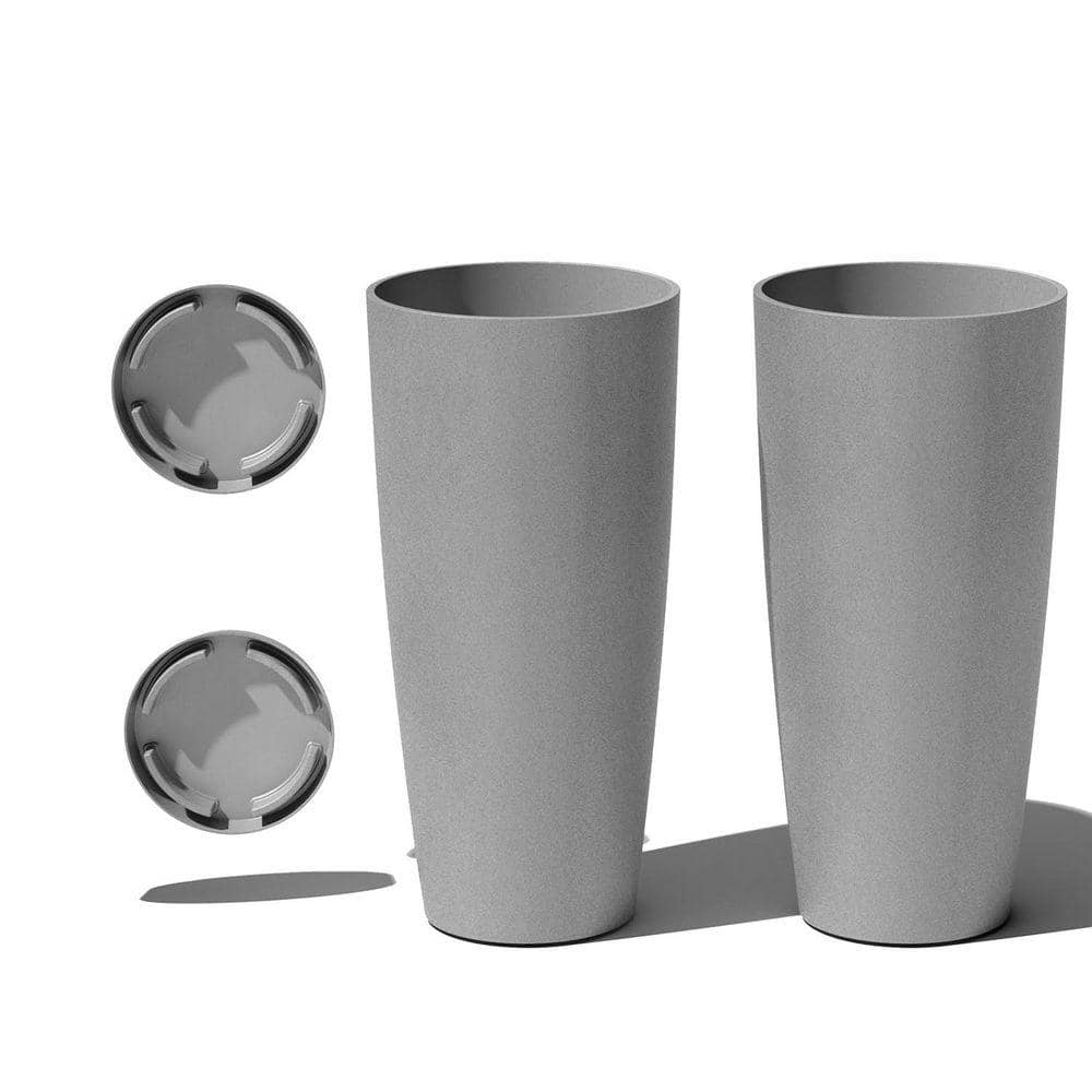 45.8 Qt. Large Gray Plastic-stone composite Indoor/Outdoor Planter