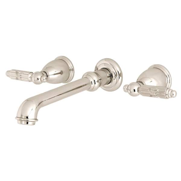 Kingston Brass Georgian 2-Handle Wall Mount Bathroom Faucet in Polished Nickel