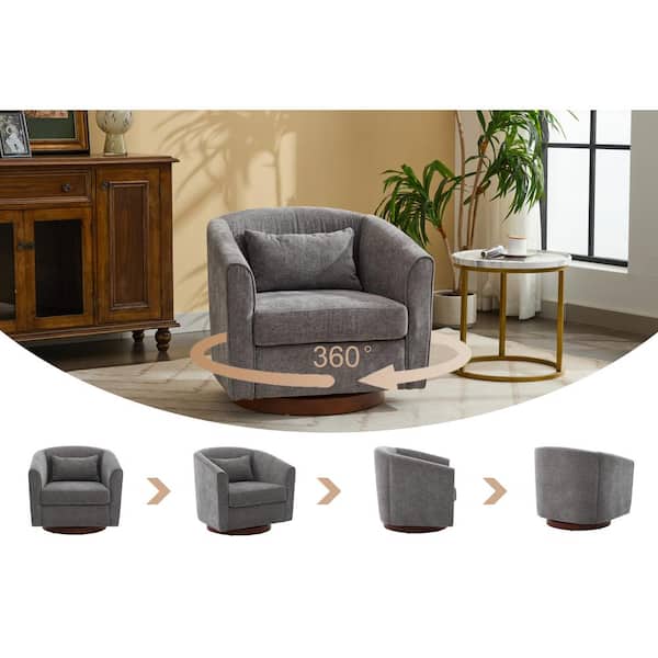 Zeus & Ruta Grey Swivel Accent Chair Outdoor Lounge Chair