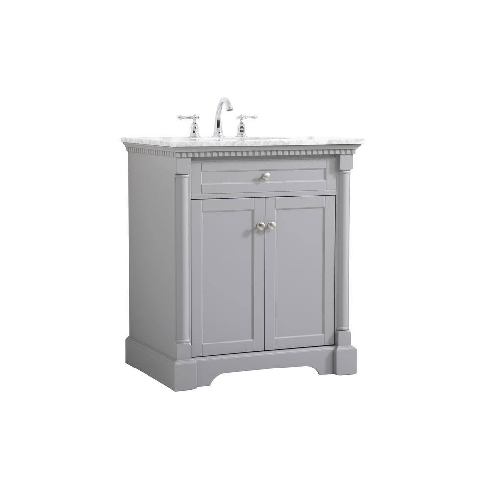 Clarence 30" Gray Marble Top Single Bathroom Vanity