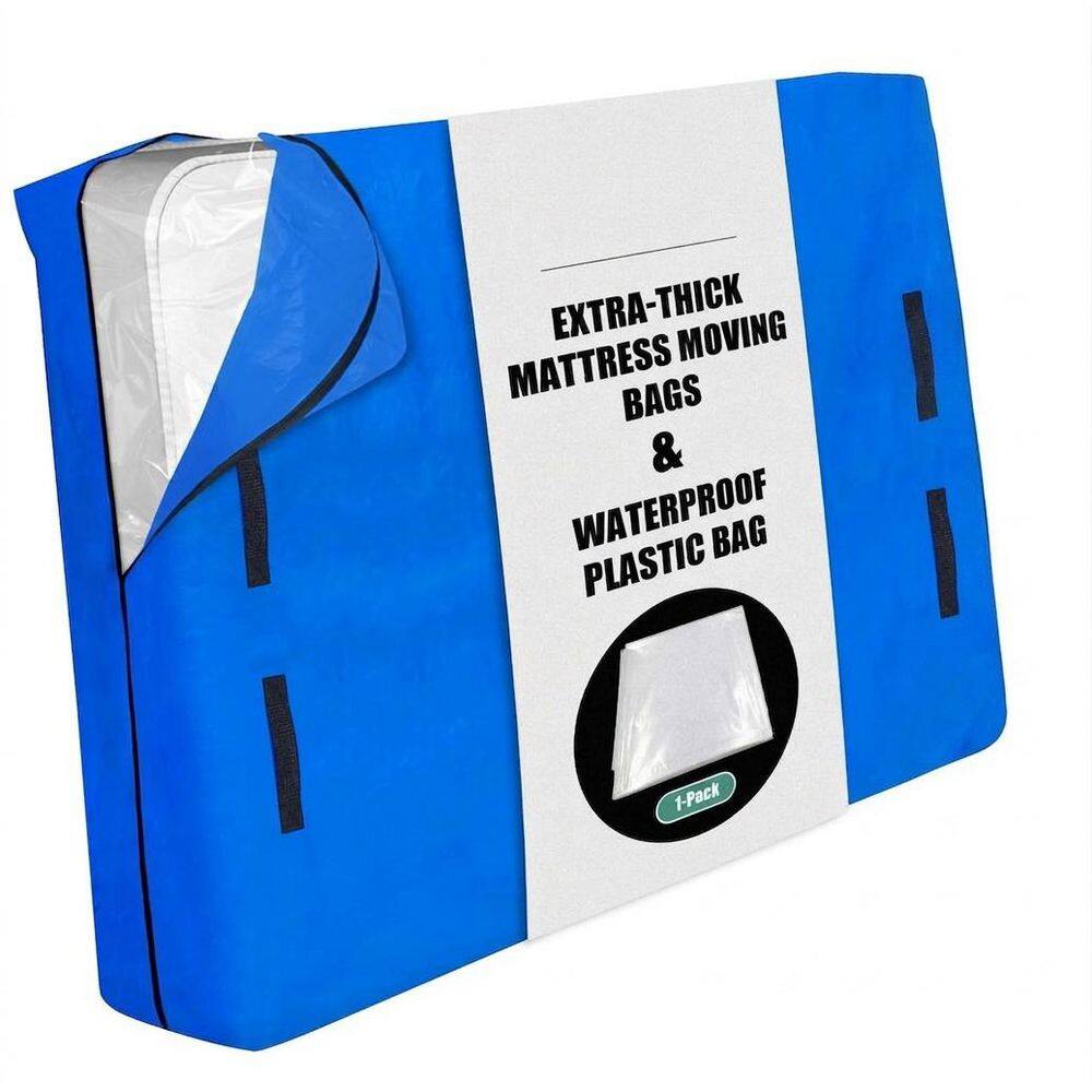 Blue Finish Mattress Bag Luggage Type Heavy Duty 170GSM Tarp Dual Layer 8 Handles Zippered Cover price history on PriceWatchPro