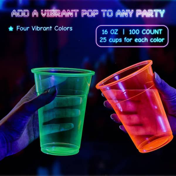 Lynzavix 3.8 in Neon Multi-Color Disposable Plastic Cups, 100/Case