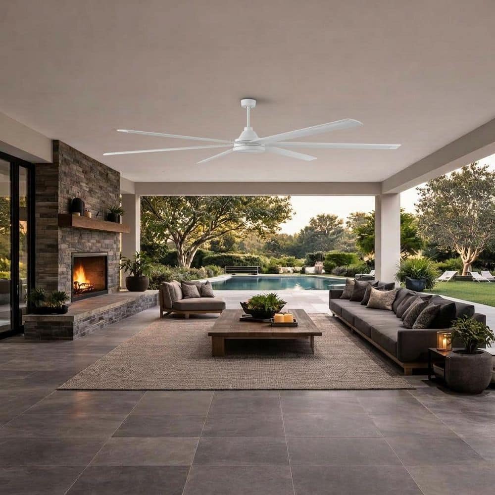 Hampton Bay Tilden 120 in. Indoor/Outdoor Matte White Ceiling Fan