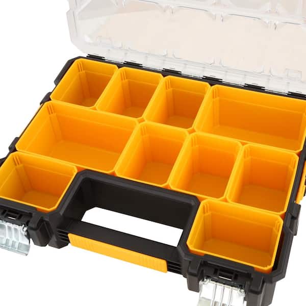 DEWALT Small Parts Organizer 10-Compartment Stackable Box Screw Nut Bit Case 