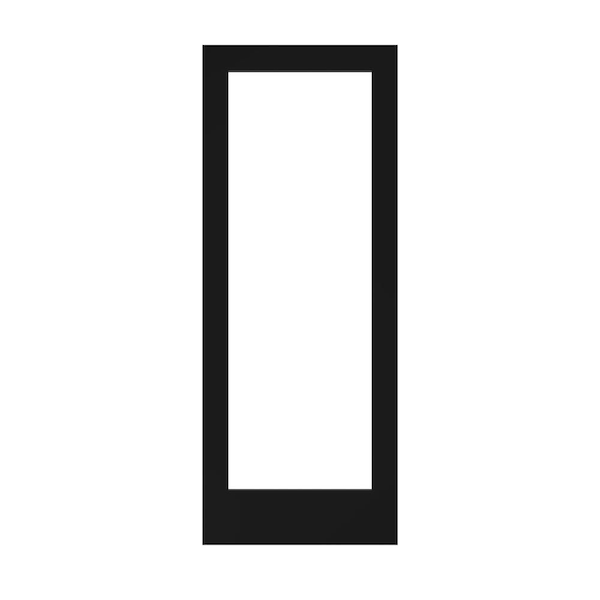 eightdoors 28 in. x 80 in. x 1-3/8 in. Clear Glass 1-Lite Shaker Black Finished Solid Wood Core Interior Barn Door Slab