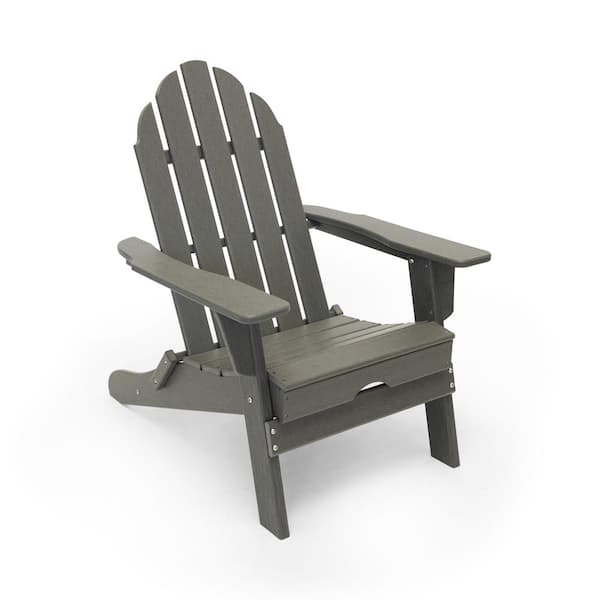 LuXeo Balboa Gray Folding Patio Plastic Adirondack Chair