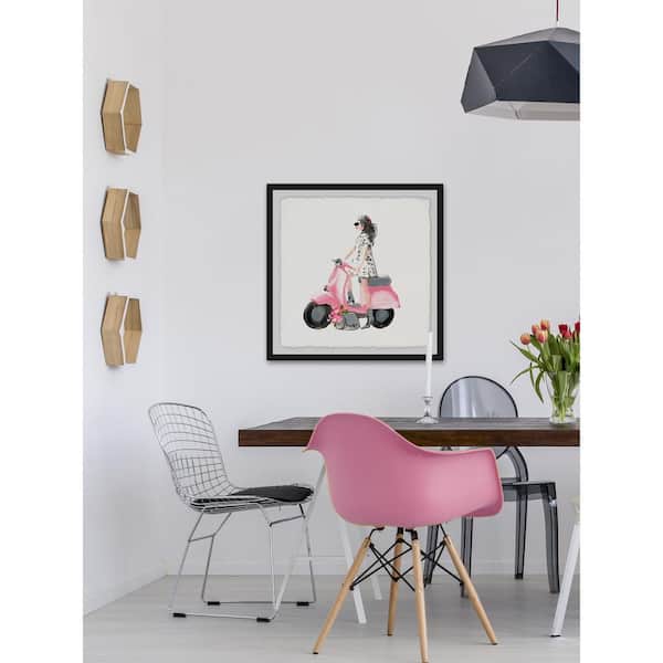 Unbranded 32 in. H x 32 in. W "Pink Scooter" by Marmont Hill Framed Printed Wall Art