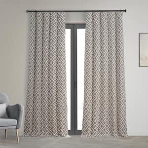 Martinique Taupe Beige Printed Cotton Blackout Curtain - 50 in. W x 108 in. L (1 Panel)