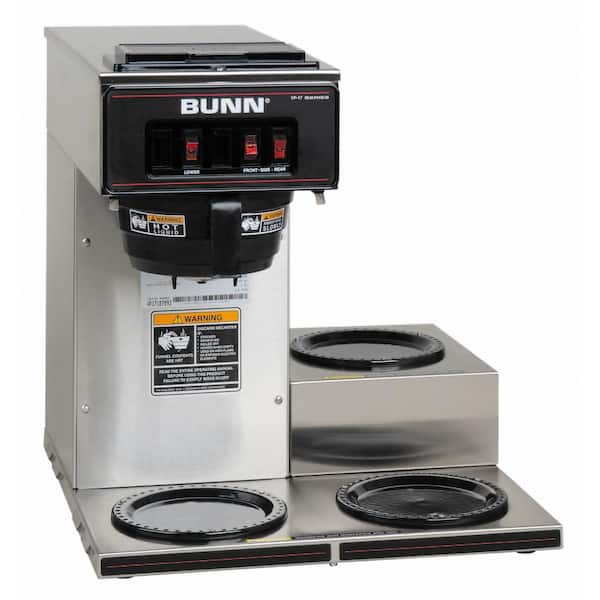 Bunn VP17-3 3L 12-Cup Commercial Coffee Maker, 3 Lower Warmers, 13300.0003