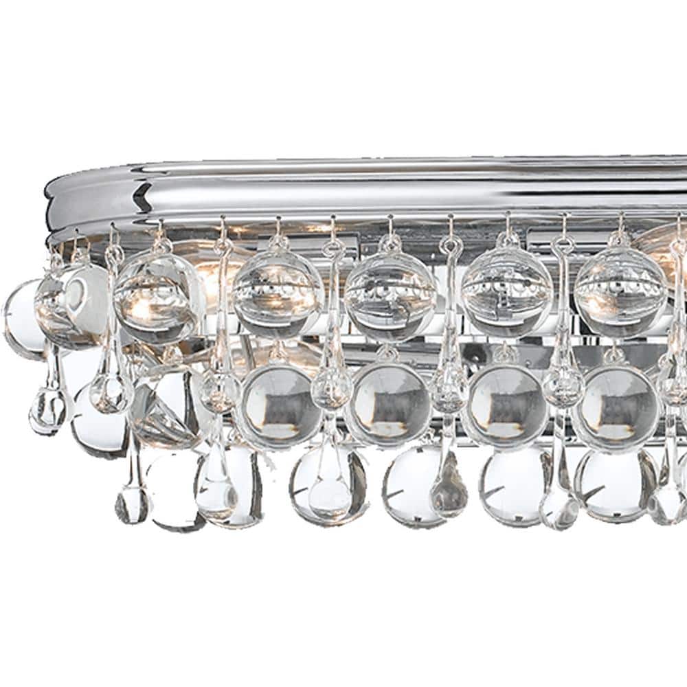 Polished Chrome 8-Light Dimmable Vanity Fixture with Clear Glass Drops