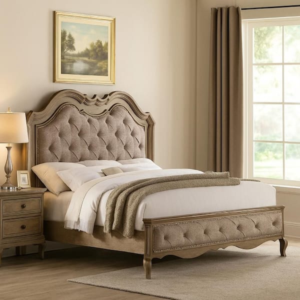 Sophisticated Brown Wood Frame Queen Size Panel Bed with Sophisticated Contemporary Style