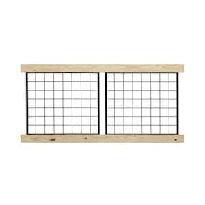 3 ft. x 6 ft. Pressure-Treated Pine Wood Deck Line Railing Kit with Black Powder-Coated Hog Wire Metal Panel