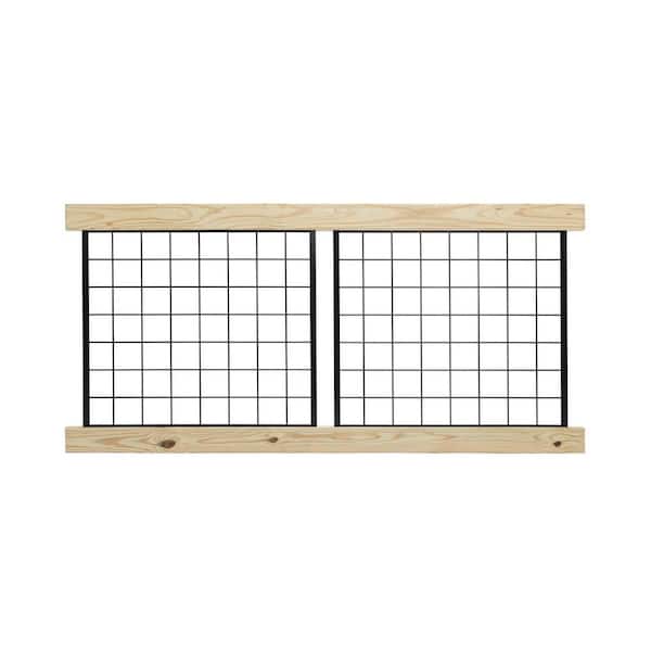 36 in. x 72 in. Pressure-Treated Wood Pine Black Powder-Coated Metal Hog Wire Rail Kit