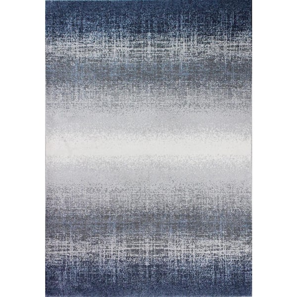 BASHIAN Aspen Ivory/Blue 8 ft. x 10 ft. (7'6" x 9'6") Geometric Transitional Area Rug