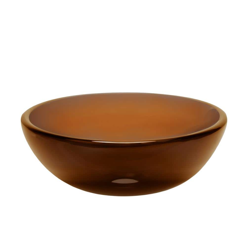 12-Inch Brown Tempered Glass Circular Vessel Sink