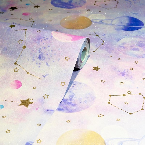 Arthouse - Stargazer Pink Multi Vinyl Wallpaper