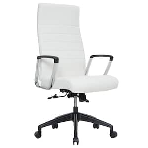 Hilton Modern High Back Adjustable Height Leather Conference Office Chair with Tilt and 360° Swivel in White