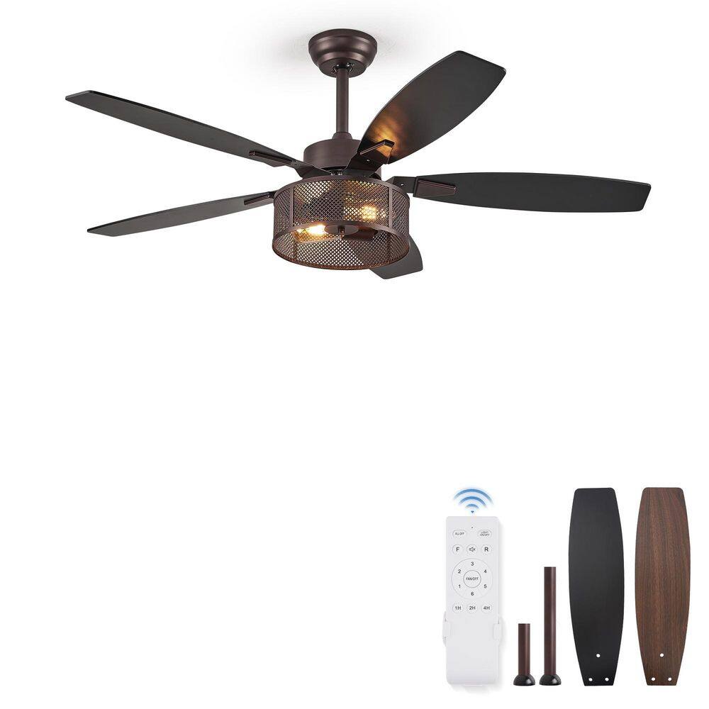 52 Inch Black Farmhouse Indoor/Outdoor Farmhouse Ceiling Fan with Light, Remote, for Kitchen, Reversible Quiet DC Motor price history on PriceWatchPro