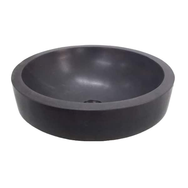 Eden Bath Semi Recessed Stone Vessel Sink With Apron in Lava Stone