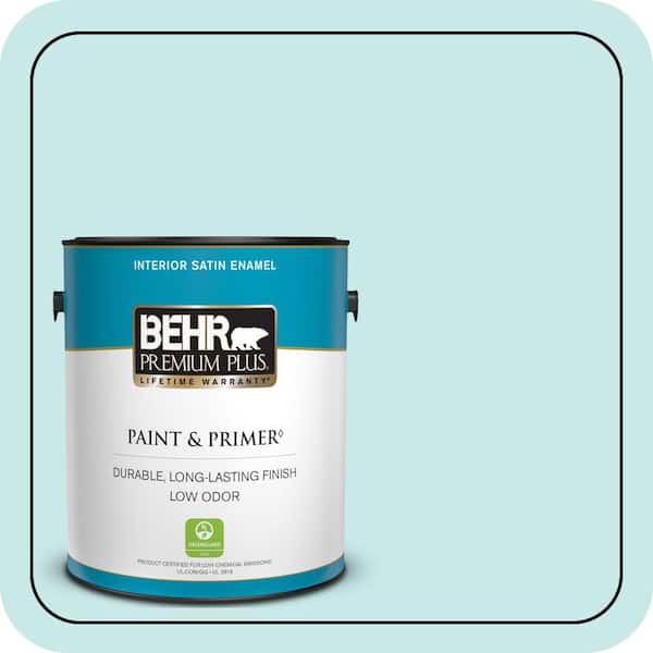 BEHR PREMIUM PLUS 1 gal. #M460-1 Tahitian Sky Satin Enamel Low Odor Interior Paint & Primer