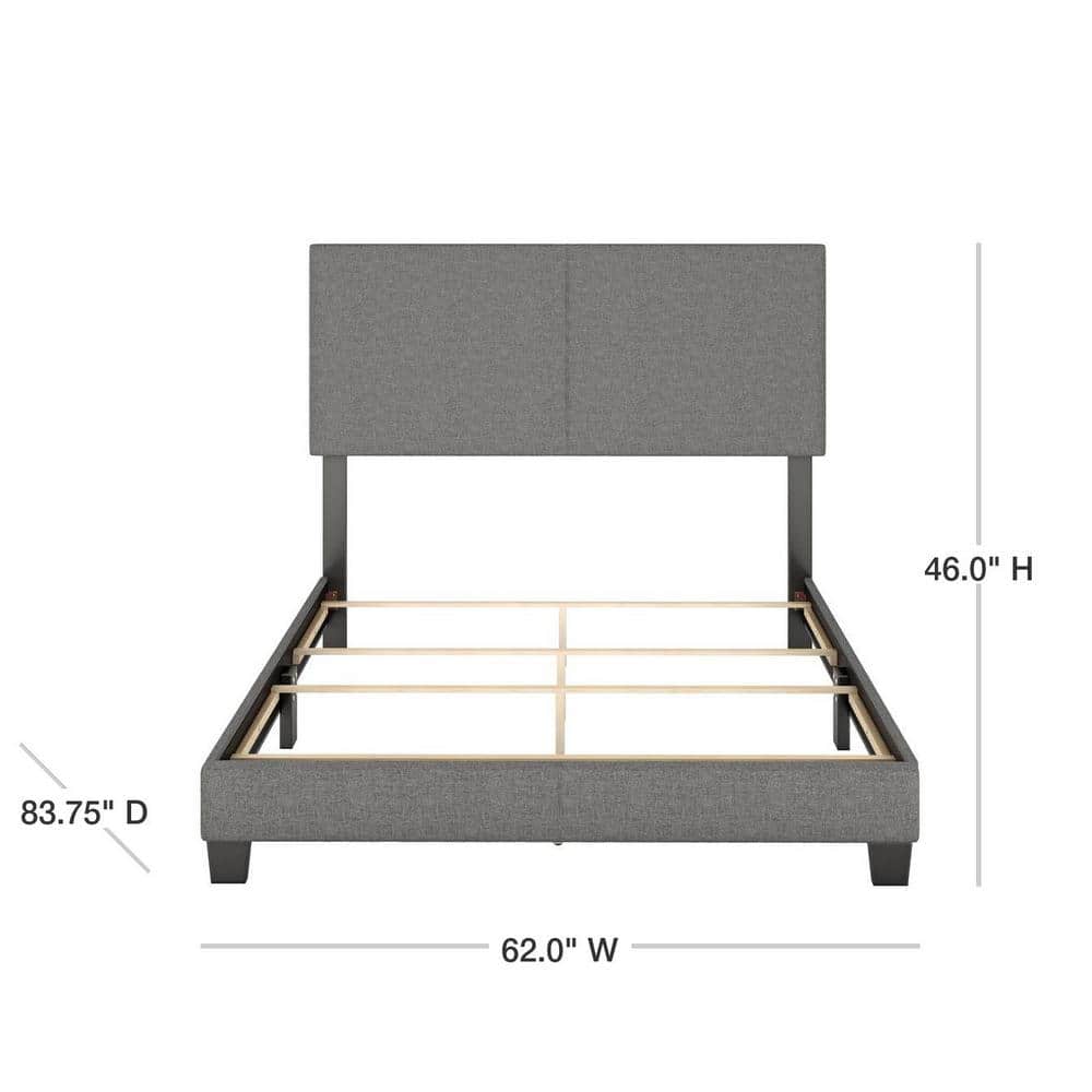 Sleek Milan Gray Linen Upholstered Queen Platform Bed with Tufted Headboard