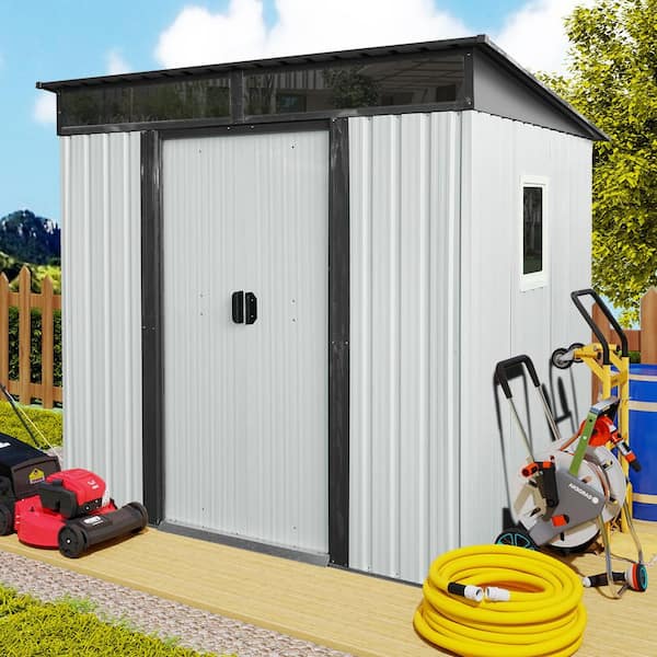 6 ft. W x 5 ft. D Metal Storage Shed with window and Metal foundation for Garden and Backyard (25 sq. ft. )