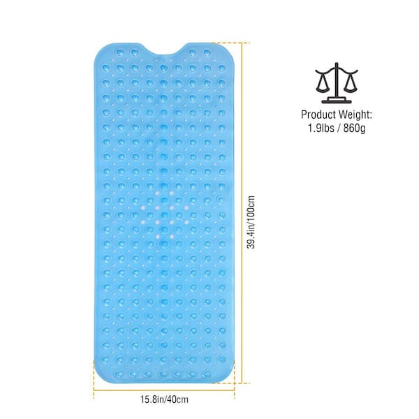 Kenney 15.5 in. x 27.5 in. Non-Slip Semi-Brushed Bath, Shower and Tub Mat  with Suction Cups in Clear/Blue KN61298V2 - The Home Depot