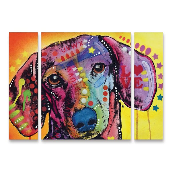 Trademark Fine Art Dean Russo Tilt Dachshund Love 3-Piece Panel Set Unframed Photography Wall Art 30 in. x 41 in.