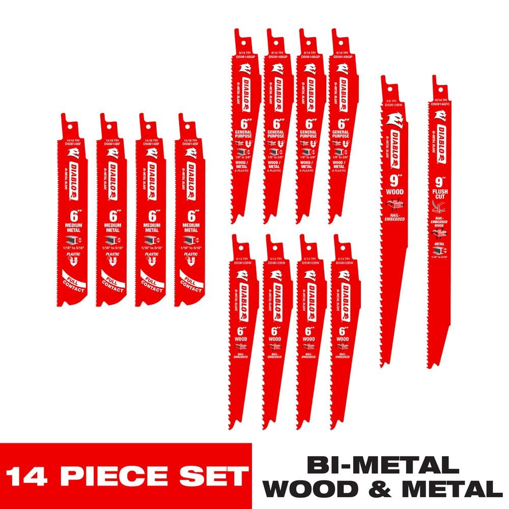 DIABLO Bi-Metal Reciprocating Saw Blade Set (14-Piece) DS0014S