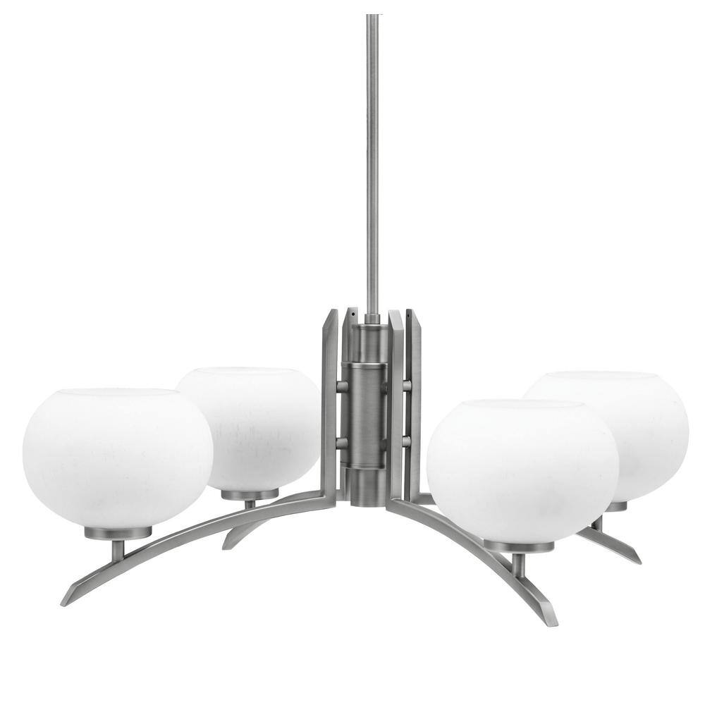 Siena 28.75 in. 4-Light Graphite Chandelier with 7 in. White Muslin Glass S