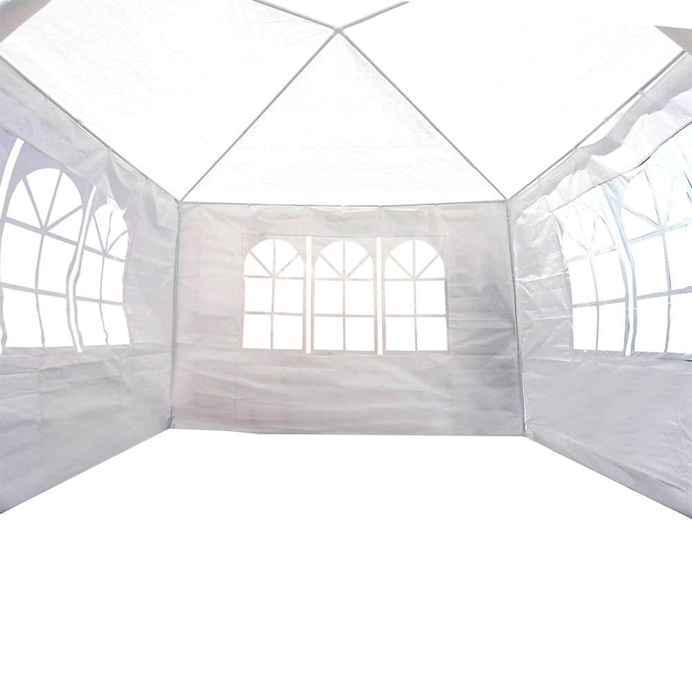 10x10 White Metal Pop-Up Gazebo with Removable Walls