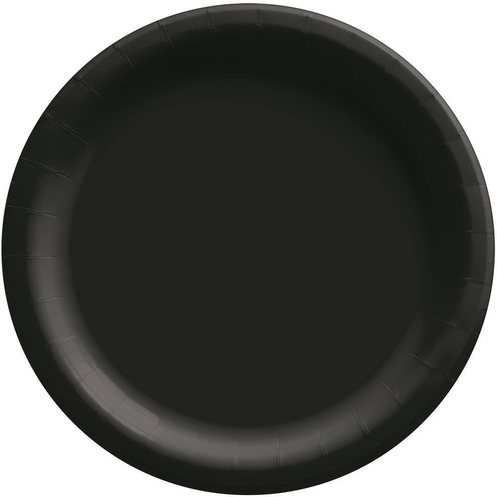 UPC 192937215210 product image for Amscan 6.75 in. x 6.75 in. Jet Black Round Paper Plates (200-Pieces) | upcitemdb.com