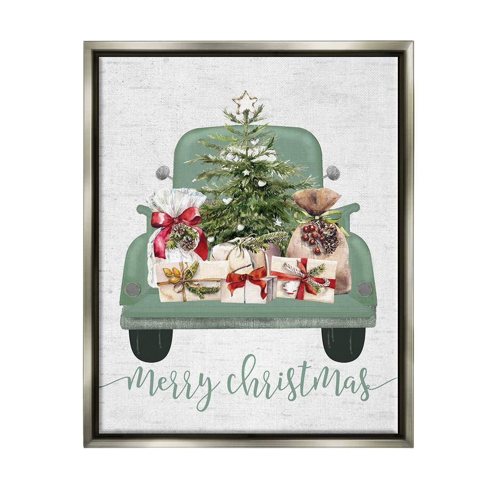 Merry Christmas Truck by Lettered and Lined 1-Piece Floater Frame Graphic Print Travel Poster Art Print 31 in. x 25 in. price history on PriceWatchPro