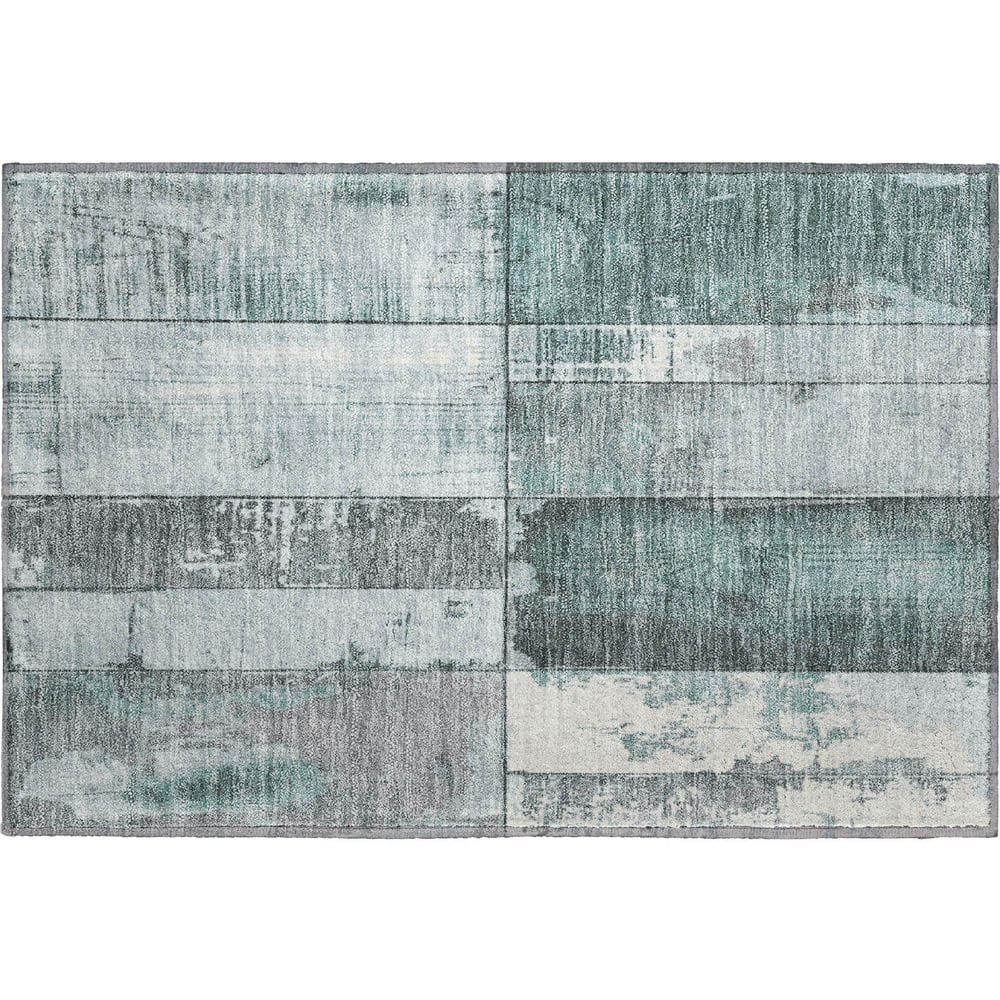 Mayfield Premium Machine Washable Abstract AMF1877 Seafoam 2 ft. x 3 ft. Area Rug price history on PriceWatchPro