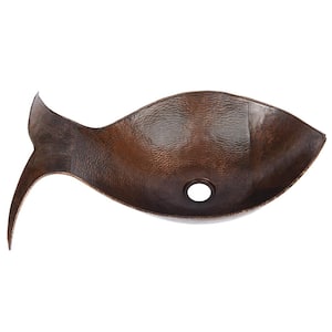 Fish Hammered Copper Vessel Sink in Oil Rubbed Bronze