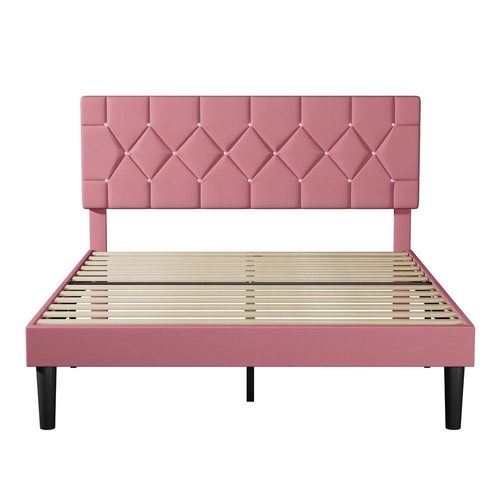 Upholstered Bed with Storage-3 Drawers, White Metal Frame Queen Platform Bed with Faux Leather Tufted Headboard - thumbnail 5