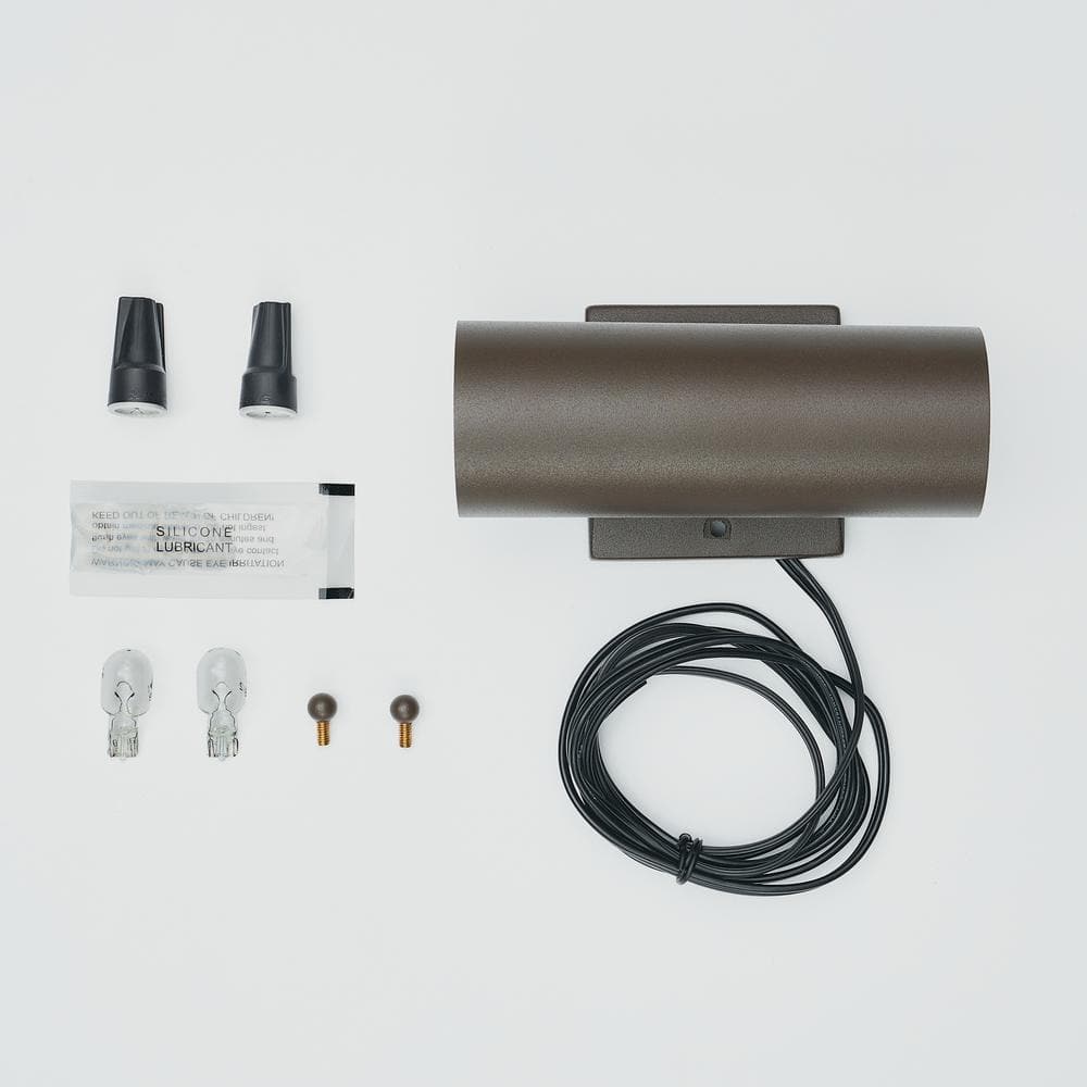 Modern Distressed Bronze Cylinder Wall Light with Up/Down Xenon Lighting