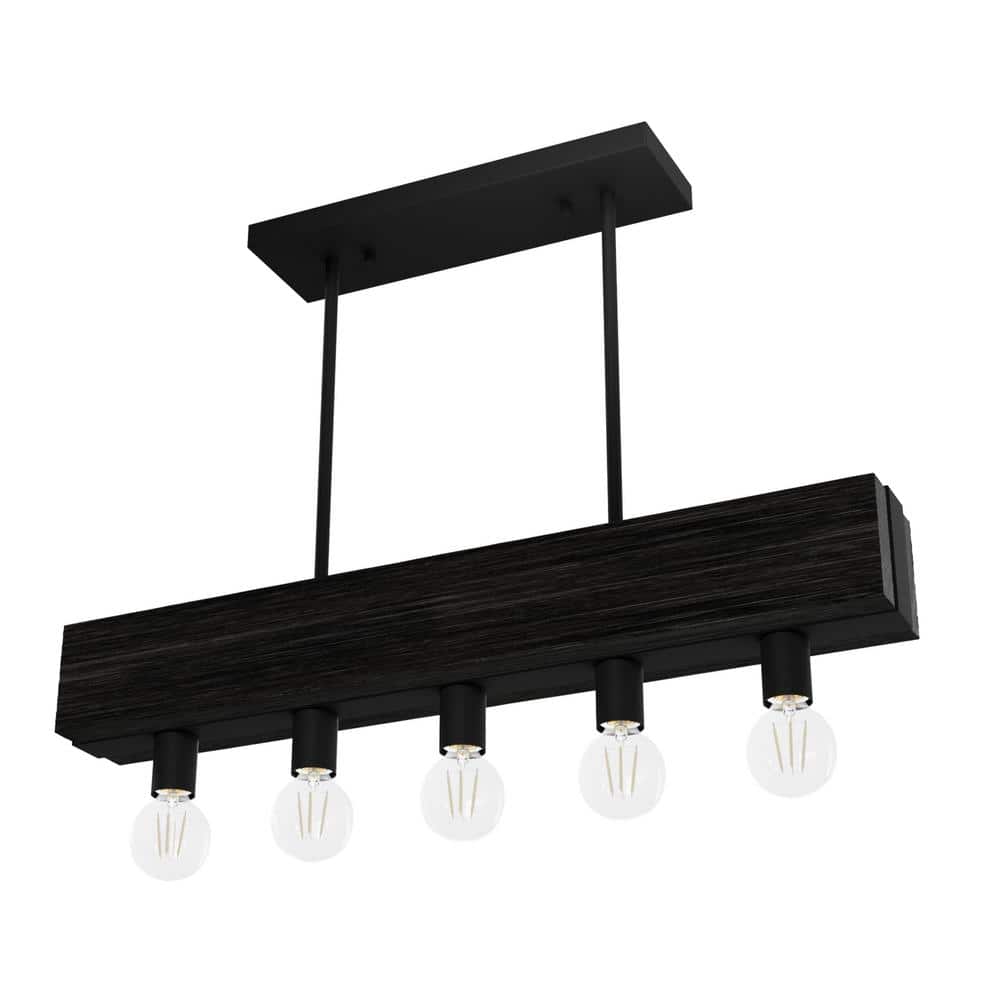 Black Iron and Ash 5-Light Linear Chandelier
