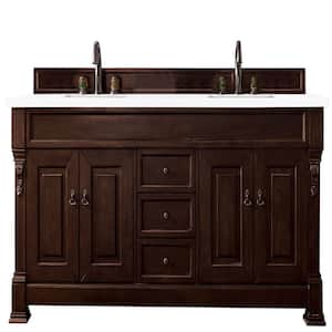 Brookfield 72.0 in. W x 23.5 in. D x 34.3 in. H Bathroom Vanity in Burnished Mahogany with White Zeus Quartz Top