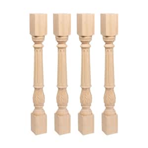 35.25 in. x 3.75 in. Unfinished Solid North American Hard Maple Acanthus Leaf Kitchen Island Leg (4-Pack)