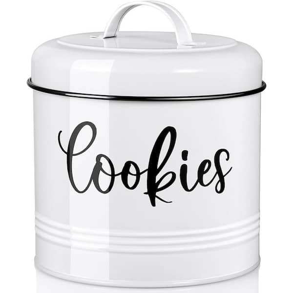 1 Piece White Cookie Jar for Kitchen Counter, Vintage Cookie Jar with Airtight Lid, Food Storage Container for Candy
